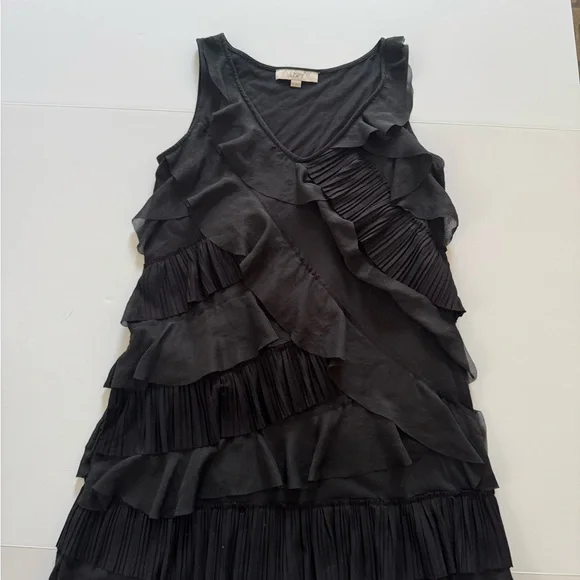 LOFT Black Tiered Mini Dress - Picture 2 of 8
